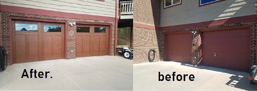 CANYON RIDGE ULTRA GRAIN BEFORE AND AFTER new garage door canyon ridge ultra grain installed