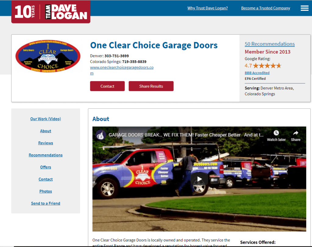 TEAM DAVE LOGAN GARAGE DOORS DENVER