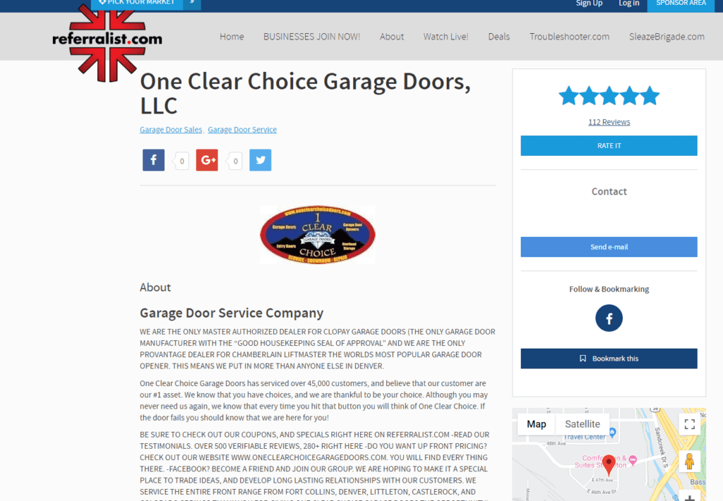 TOM MARTINO REFERRALIST GARAGE DOORS