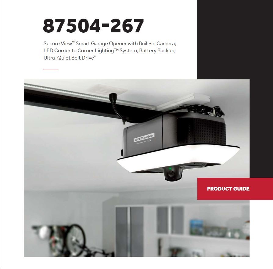 Secure View™ Smart Garage Opener with Built-in Camera, LED Corner to Corner Lighting™ System, Battery Backup, Ultra-Quiet Belt Drive®