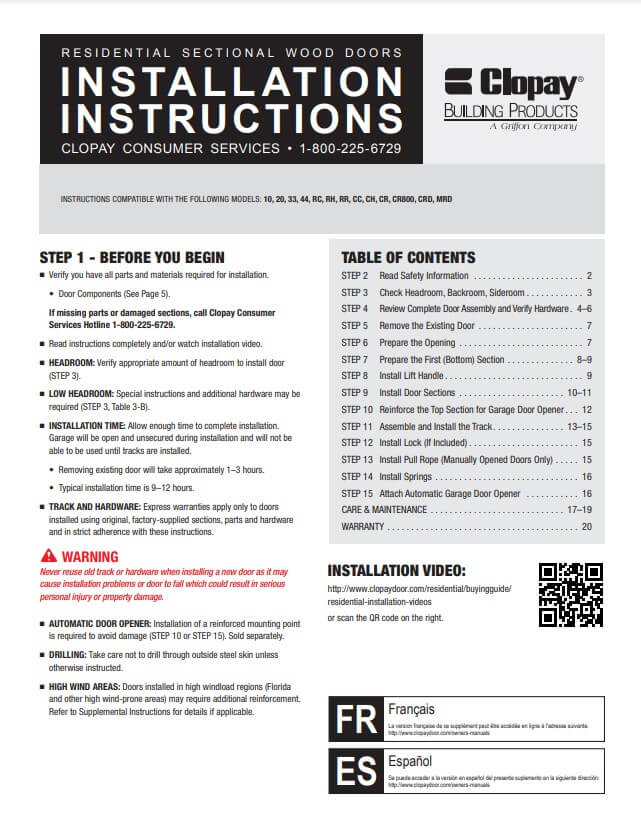Wood Installation Instructions